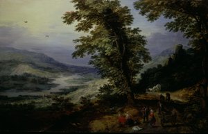 Bergsväg med resenärer, ca 1610-25 (olja på vagga)