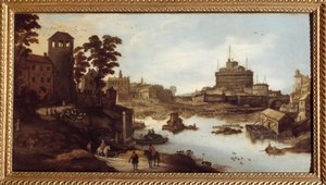 Utsikt över Tibern (Tevere) och Castel Sant