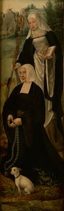 Saint Monica och en givare, ena vinge av en altartavla (olja på panel) av Joos van (follower of) Cleve