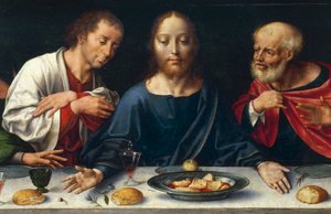 Den sista måltiden, Kristus mellan Johannes och Petrus