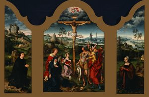 Triptyk: Kristi korsfästelse av Joos van Cleve