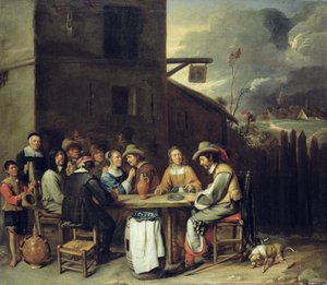 Companions Carousing in front of a Tavern, 1640-50 