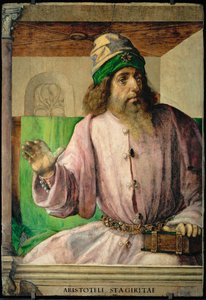 Aristoteles, grekisk filosof Ur en serie av 28 porträtt, målade omkring 1475 för Federigo da Montefeltres studiolo...