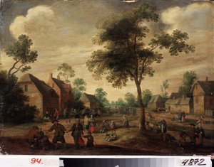 ""Fete de village"" (Landsfirande) Holländskt landskap. Målning av Jost Cornelisz Droochsloot (1586-1666) Kharkov National Museum Ukraina av Joost Cornelisz. Droochsloot