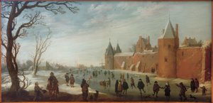 Skridskoåkare i vallgraven av Joost Cornelisz. Droochsloot