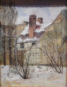 Del avThybergs trädgård vid Dronningens Tværgade, Vinterstudie av Jorgen Roed