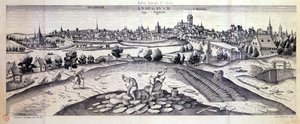 Et Skiferbrud i Angers, 1561 swed av Joris Hoefnagel