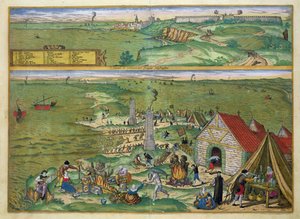 Karta över Cádiz, från "Civitates Orbis Terrarum" av Georg Braun (1541-1622) och Frans Hogenberg (1535-90), ca 1572