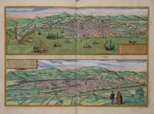 Karta över Genua och Florens, ur "Civitates Orbis Terrarum" av Georg Braun (1541-1622) och Frans Hogenberg (1535-90), ca 1572