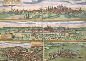 Karta över Nürnberg, Ulm och Saltzburg, från 