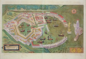 Karta över Ostia, från "Civitates Orbis Terrarum" av Georg Braun (1541-1622) och Frans Hogenberg (1535-90) ca 1572-1617
