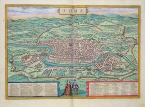 Karta över Rom, från "Civitates Orbis Terrarum" av Georg Braun (1541-1622) och Frans Hogenberg (1535-90), ca 1572