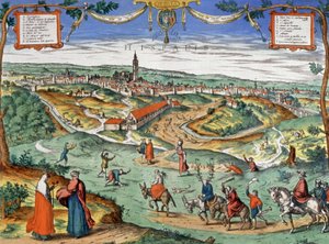 Vy över Sevilla, ca 1550 (gravyr) av Joris Hoefnagel