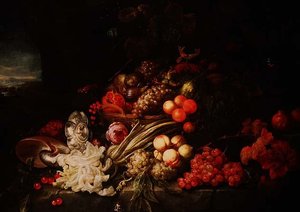 Stilleben med en fruktkorg