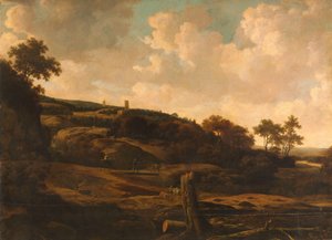 Bergigt landskap med en ruin