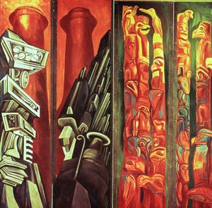 Dekorativ panel III, från The Epic of American Civilization av José Clemente Orozco