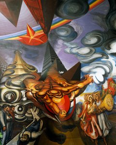 Fresk av Jose Clemente Orozco (1883-1949) på taket av Auditorium of Hospital de la Raza i Mexico City, Mexiko av José Clemente Orozco