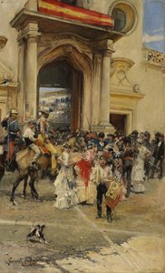 Utanför tjurfäktningsarenan, ca 1880