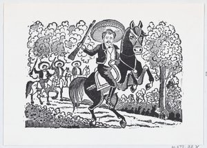 En revolutionär soldat till häst med ett gevär Heraclio Bernal, ca. 1880-1910., ca. 1880-1910. av José Guadalupe Posada