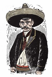 Emiliano Zapata (1880-1919), mexikansk revolutionär. Xylografi av Jose Guadalupe Posada (1852-1913).