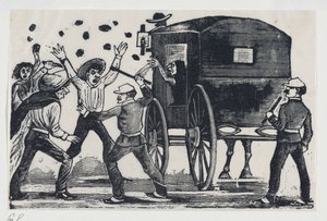 Män slåss nära en häst och vagn, ca. 1900-1910., ca. 1900-1910. av José Guadalupe Posada
