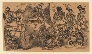 Skelett calaveras cyklar, ca. 1900., ca. 1900. av José Guadalupe Posada