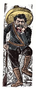 Den mexikanska revolutionen (1910-1920) - El General Genovevo de la O, en revolutionär anhängare av Emiliano Zapata - Xylografi av Jose Guadalupe Posada (1852-1913)