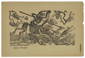 Don Quijotes skallar, ca 1910-13, tryckt 1943 (foto-relief etsning med gravyr) av José Guadalupe Posada