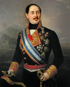 Porträtt av Francisco Serrano y Dominguez (1810-1885), spansk soldat och politiker, ledare för Liberal Union, president för den första republiken 1874 av José María Romero y López