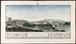 Delvis vy över Alhambra från slottet Towers Bermejas. av José de Hermosilla
