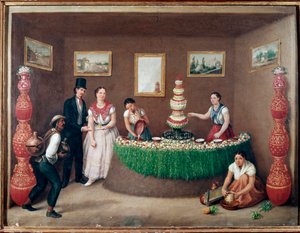 Chufa Horchata Sellers (Orxata de Xufa eller Orxata De Xufla) Målning av Augustin Arriete (1800-talet) Mexico City, Historiska Nationalmuseet, Chateau