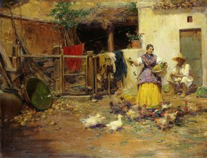 Mata kycklingarna av Jose Benlliure y Gil