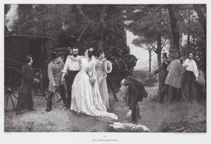 Den avbrutna duellen (färglitografi) av Jose Garnelo y Alda