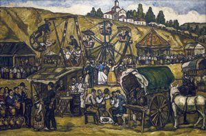 GUTIERREZ SOLANA, Jose (1886-1945). Fest på San Isidros äng i Madrid (fest på San Isidoros äng, Madrid). 1933. Olja på duk. Privat samling av Jose Gutierrez Solana