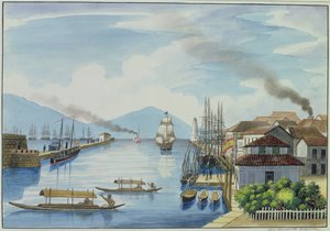 Passigflodens mynning, från "The Flebus Album of Views In and Around Manila", c.1845