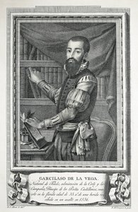 MAEA, Jose (1760-1826). Porträtt av Garcilaso de la Vega. 1791. Teckning av Jose Maea buringravyr av Bartolome Vazquez. Etsning. av Jose Maea