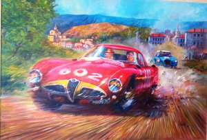 Juan Manuel Fangio Mille Miglia 1953 (Akryl över duk, 2017)