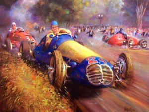 Juan Manuel Fangio kör Maserati 4Cl Skogen i Palermo Buenos aires