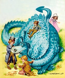 The Gentle Dragon (färglitografi) av Jose Ortiz