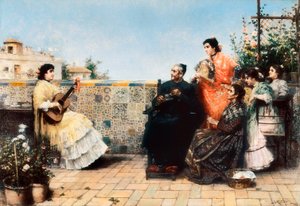 Kurens besök (Målning, början av 1900-talet) av Jose Rico y Cejudo