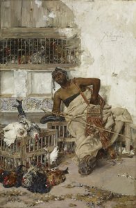 Fjäderfämarknad, Tanger, ca 1881 (olja på trä)