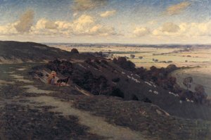 "Begrav kullen och byn med utsikt över North Downs", c1879-1919 av Jose Weiss
