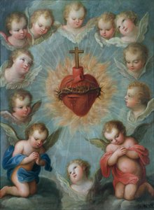 Jesu heliga hjärta omgivet av änglar, ca 1775 av Jose de or Joseph Paez