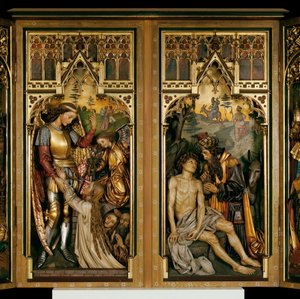 Altareskrin från det före detta högaltaret i medhjälparnas klosterkyrka i Wien av Josef Bachlechner d. Ä.