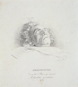 Ludwig van Beethoven (1770-1827) på sin dödsbädd, 28 mars 1827