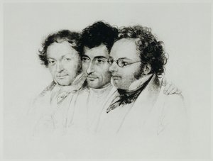 Johann Baptist Jenger, Anselm Huettenbrenner och Franz Schubert ... av Josef Eduard Teltscher