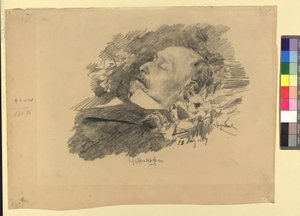 Målaren August Pettenkofen på sin dödsbädd av Josef Engelhart
