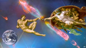 JJM-återskapa: Michelangelo_Adams skapelse+JWST av Josef Johann Michel