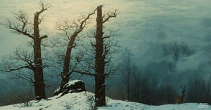 JJM återskapar Friedrich-C-D: Hög med stenar i snön (panorama)
