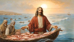 Jesus_nätet fylldes med 153 stora fiskar_02_E av Josef Johann Michel